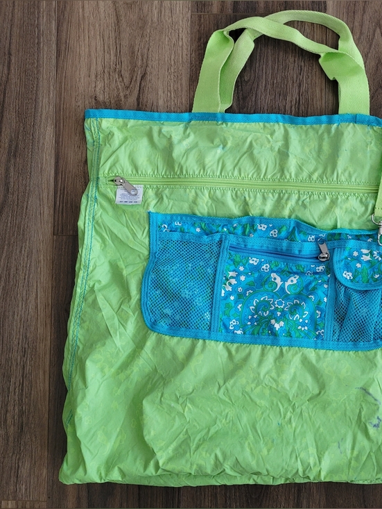 Lands' End Blue & Green Floral Travel/Grocery Pouch - Picture 5 of 11